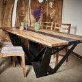 LUMINA Magie Nocturne – Table à manger en noyer et résine époxy