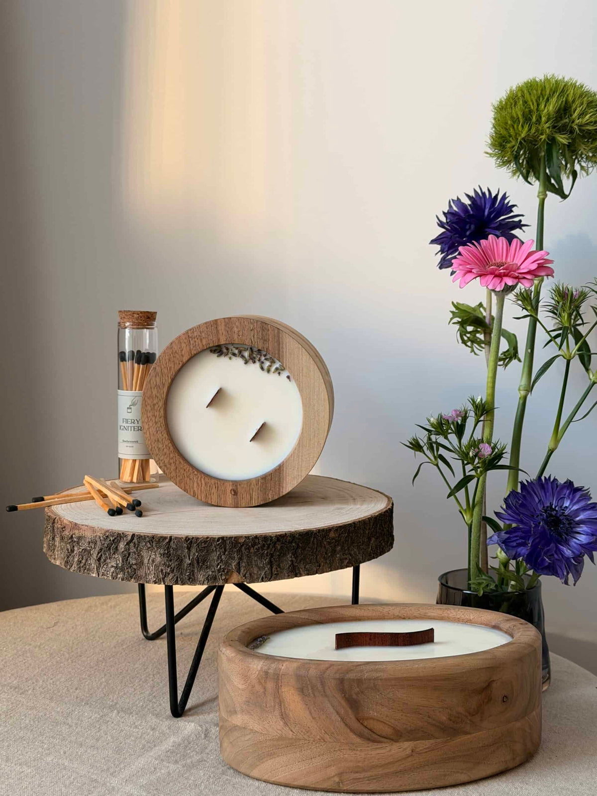 LUMINA Duo – Kerzenset aus Sojawachs mit Streichhölzern
