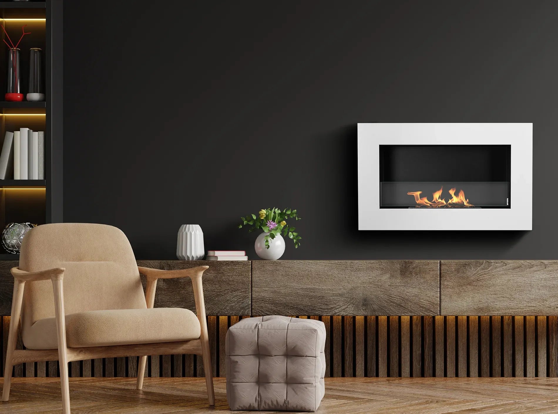 LUMINA Flammen 650 Box Glas – Haengender Bioethanol-Kamin mit Glasscheibe Exklusivkollektion – Ansicht 14
