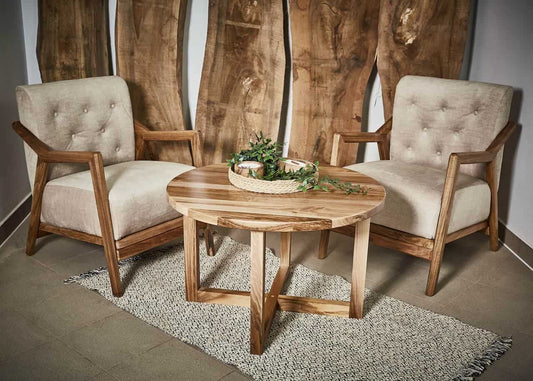 LUMINA Nussbaum – Runder Couchtisch aus massivem Nussbaum