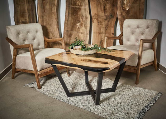 LUMINA Schwarz Quadrat – Couchtisch aus Esche & Epoxidharz