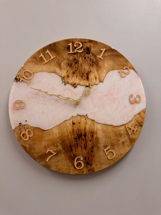 LUMINA Milchweiss – Wanduhr aus Pappel & Epoxidharz, Ø 40 cm
