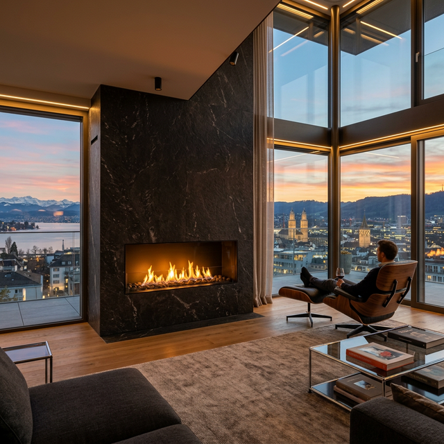 Premium Bio-Fireplace Zurich Penthouse